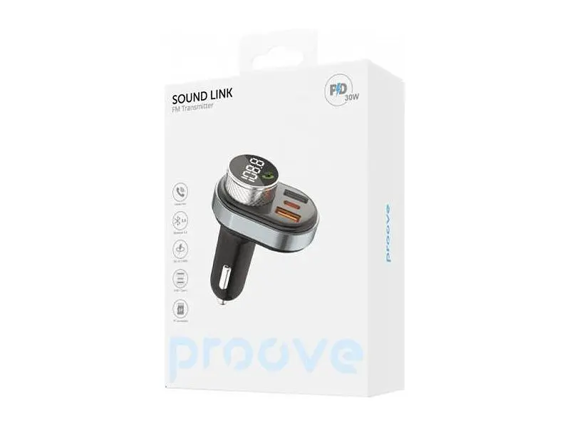 FM-трансмітер Proove Launcher Sound Link 30W (PD+QC3.0) Type-C+USB (FMSL30110001) - фото 4