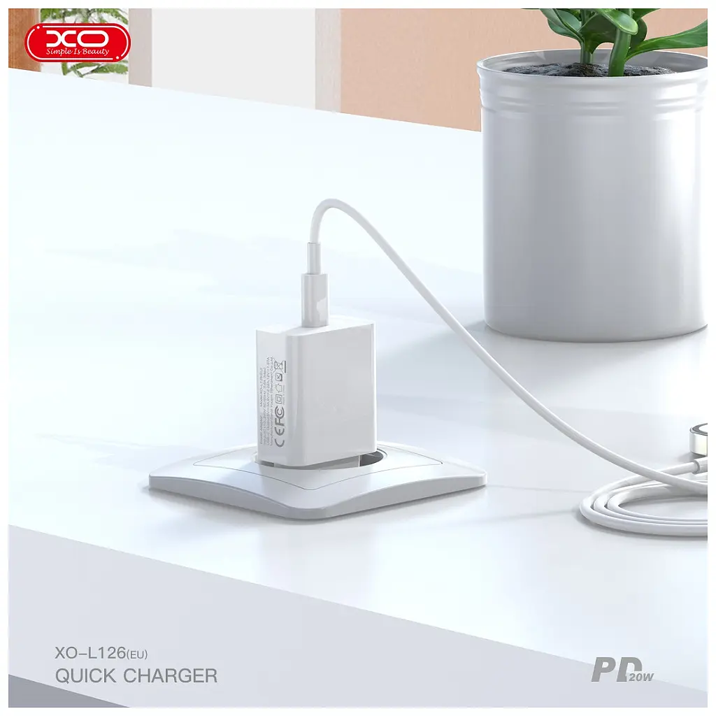 Зарядний пристрій XO L126 20W USB-C PD White (L126_White) - фото 8