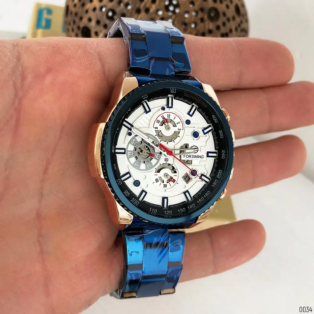 Чоловічий наручний годинник 6909 Blue-Cuprum-White Forsining acs0031391 - фото 3