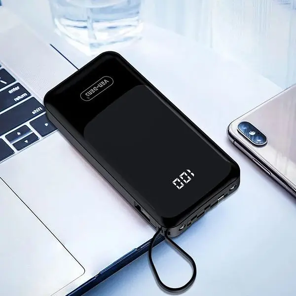 Портативний зарядний пристрій Ven-Dens 20000 мАг вбудований кабель x 4 USB C 6 виходів тип C 15W - фото 2