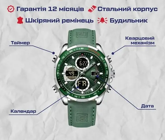 Годинник чоловічий наручний Naviforce Fly ArmyGreen - фото 9