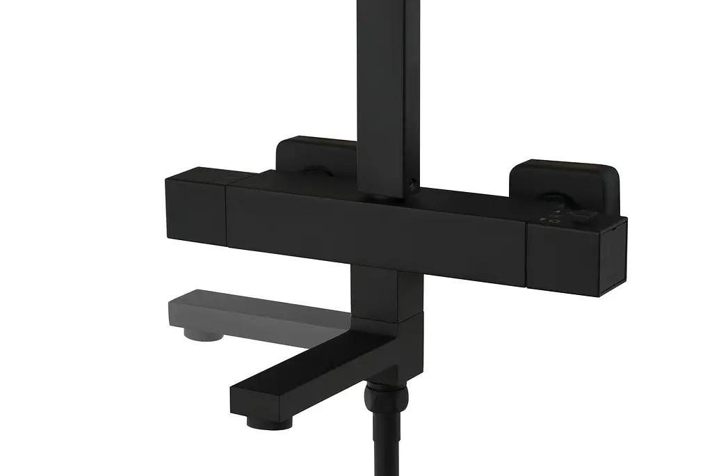 Душова система Corsan Ango Black Matt з термостатом та виливом CMN02TBLW, Чорний матовий - фото 7