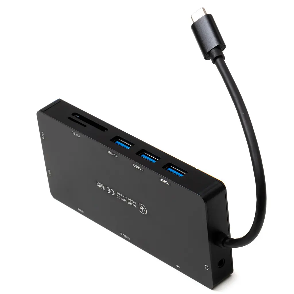 Концентратор Vinga USB-C 3.1 to VGA+HDMI+RJ45+3xUSB3.0+USB2.0+SD/TF+PD100W+Audio (VHYC10) - фото 6