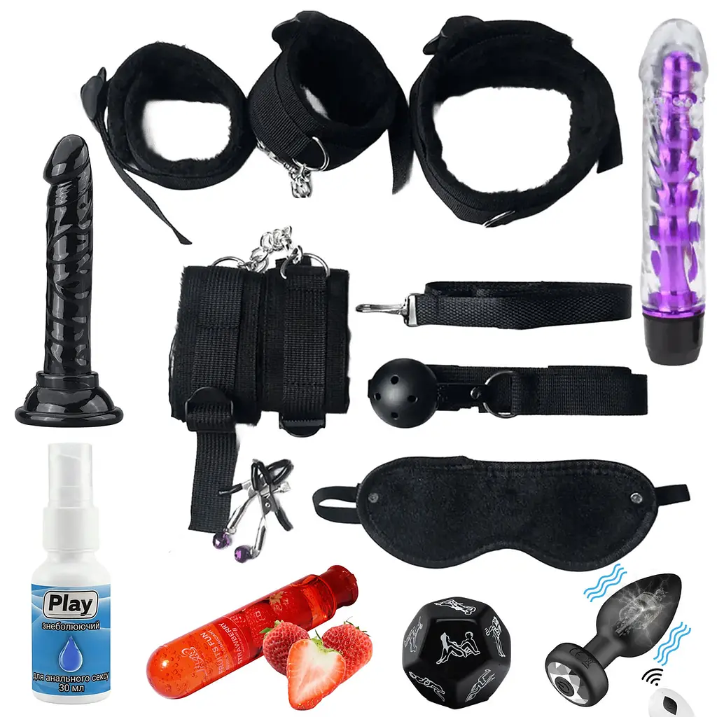 BDSM-набір «12 в 1» для пар Бандаж, аксесуари, іграшки для дорослих, подарунковий набір