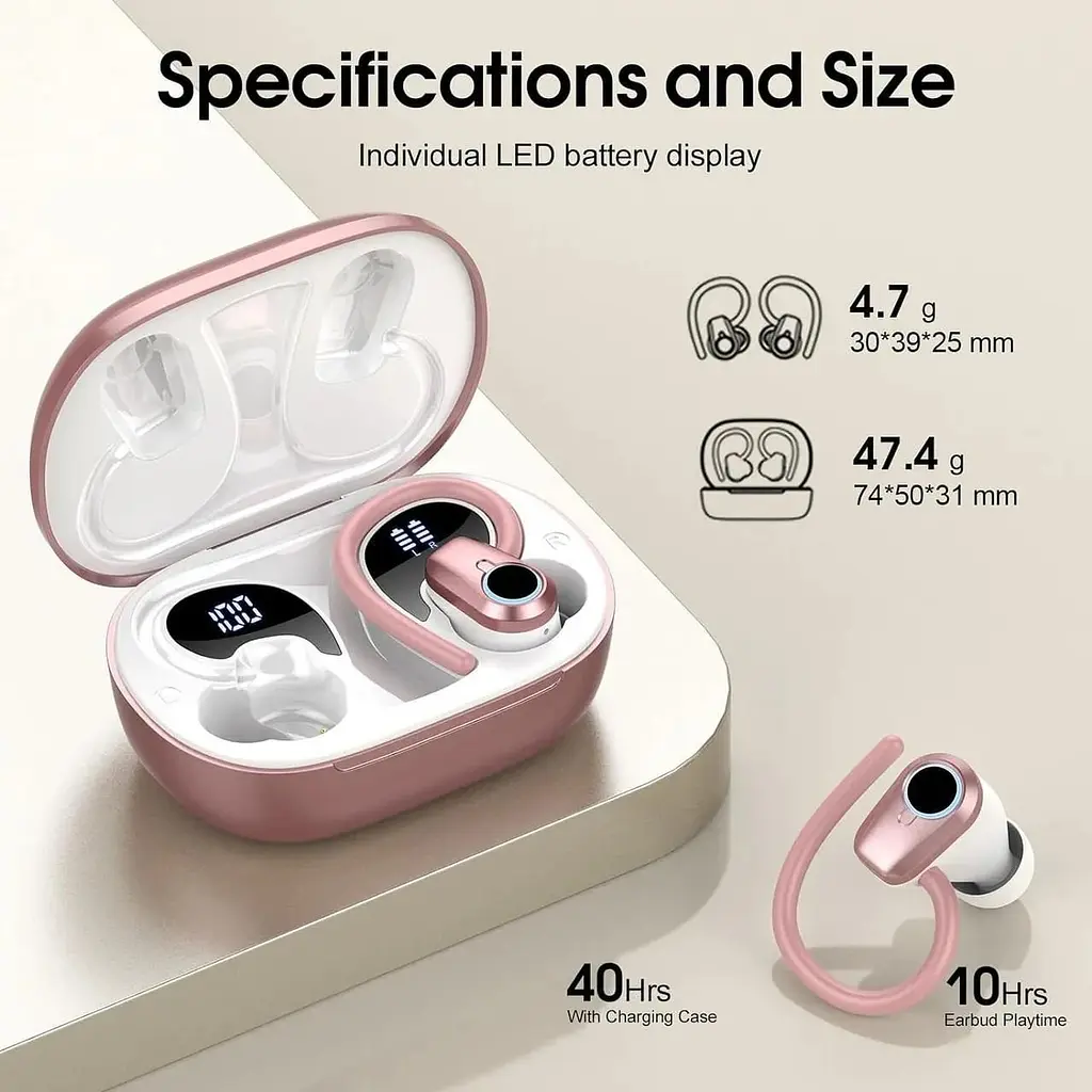 Бездротові навушники Poounur Bluetooth 5.3 з HD-мікрофоном - фото 6