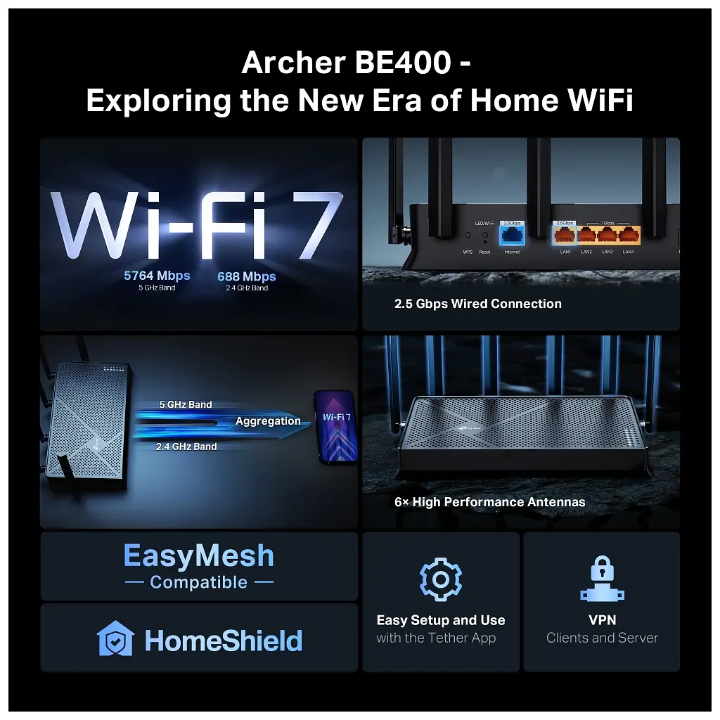 Маршрутизатор TP-Link Archer BE400 (ARCHER-BE400) - фото 5