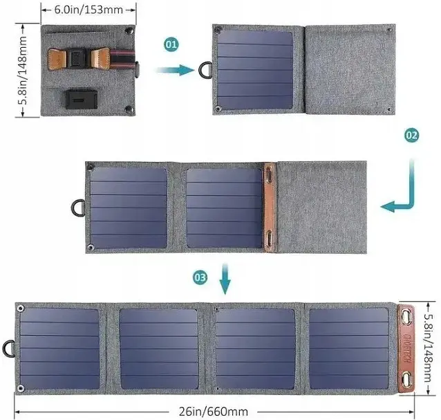 Складаний сонячний зарядний пристрій Solar panel 14 W B09B95QZXK Сонячна панель - фото 3