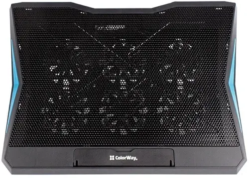 Підставка для ноутбука до 17" ColorWay Q3, Black, 6x6 см вентилятори, регулювання нахилу, синє LED підсвічування, 2xUSB, 400х367х40 мм, 1020 г (CW-CLQ3) - фото 3