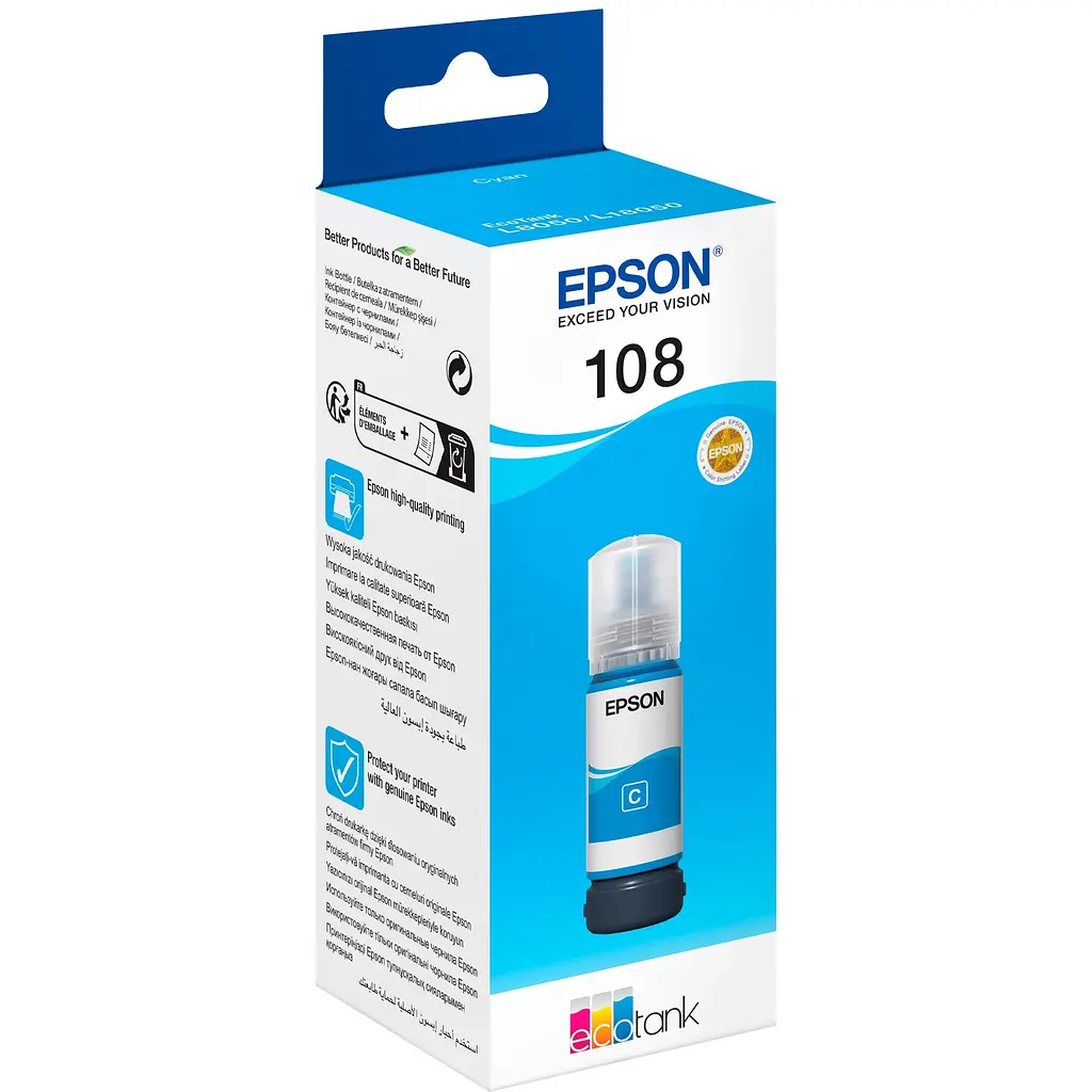 Контейнер с чернилами 108 EcoTank L8050/L18050 cyan Epson teh0014960 - фото 3