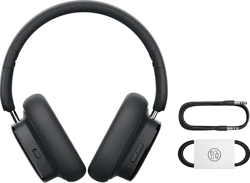Накладные наушники Baseus Bowie H1i, Noise-Cancellation Wireless Headphones, BT5.3, 3.5mm, 600mAh, 100h, ANC, black - фото 5