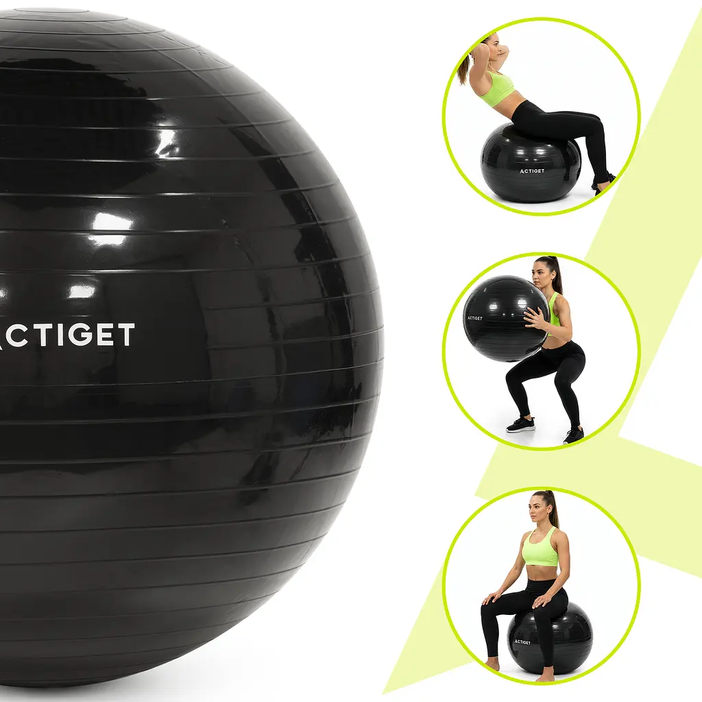 М'яч для фітнесу (фітбол) Actiget 85 см з насосом ACT0148 Black - фото 4