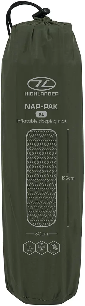 Килимок надувний Highlander Nap-Pak Inflatable Sleeping Mat XL 5 cm Olive (AIR073-OG) - фото 3