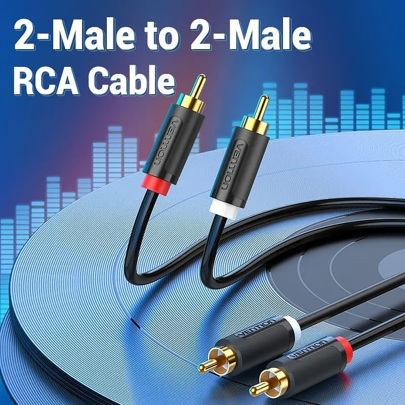 Кабель Audio 2RCA-2RCA Vention F/F 26К gold-plated 29 AWG 0.25m PVC Shell Black (BCMBD) - фото 2