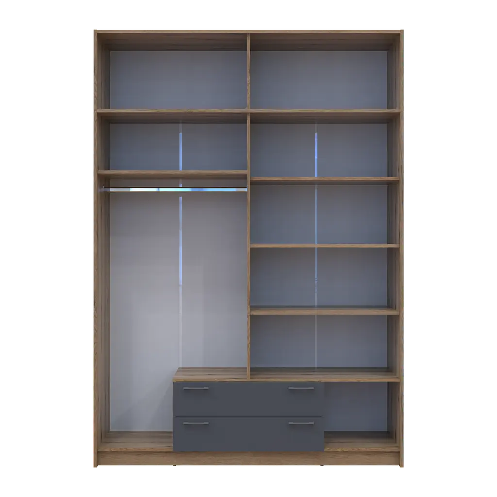 Шафа для одягу Doros Ронді з антресолей і дзеркалом Дуб Артизан/Графіт 4ДСП 160х52х236 (80737830) - фото 5