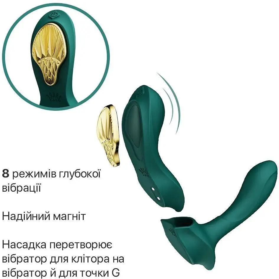Смарт-вибратор в трусики Zalo AYA Turquoise Green насадка и пульт ДУ - фото 4