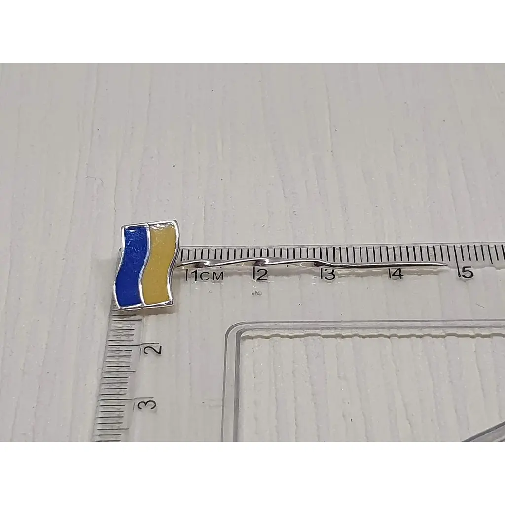 Срібний значок Астор Прапор України з емаллю. 9172533Р - фото 3