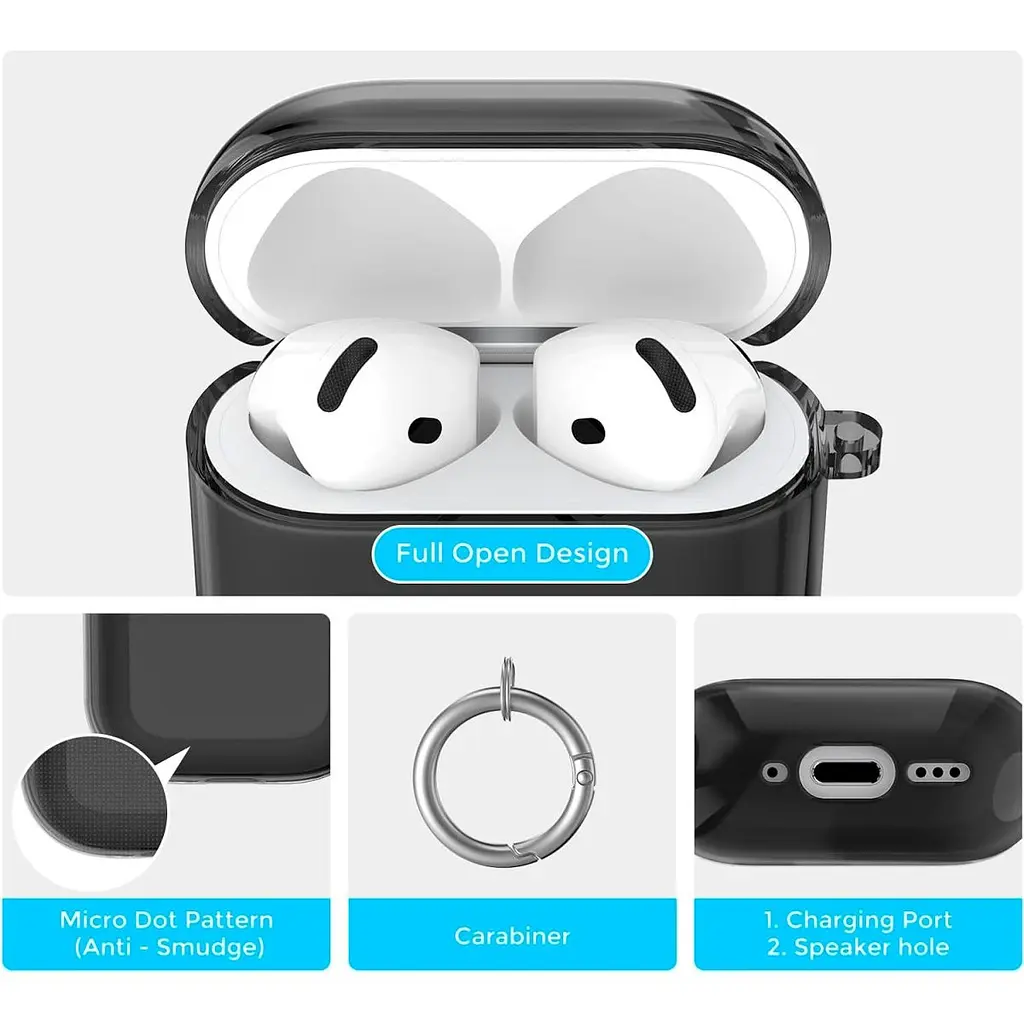 Чохол AhaStyle Transparent TPU Silicone Case для AirPods 4 Black [133819] - фото 4