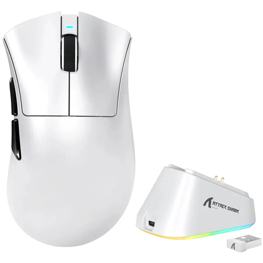 Мишка Attack Shark V3Pro Ultra-Light, Wireless/Bluetooth, 25000dpi. (PAW3311), 6кн., White - фото 2