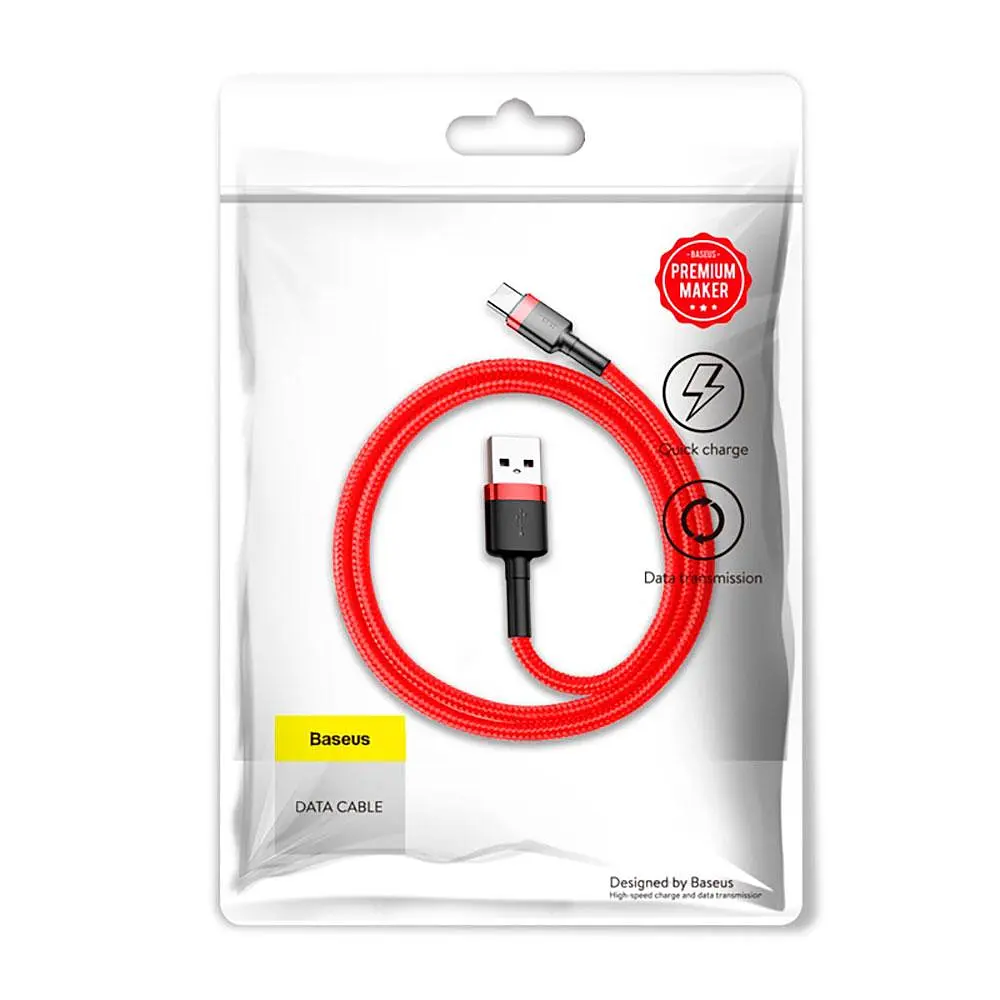 Кабель Baseus Cafule Cable USB For Type-C 3A 0.5m Червоний+Червоний - фото 2