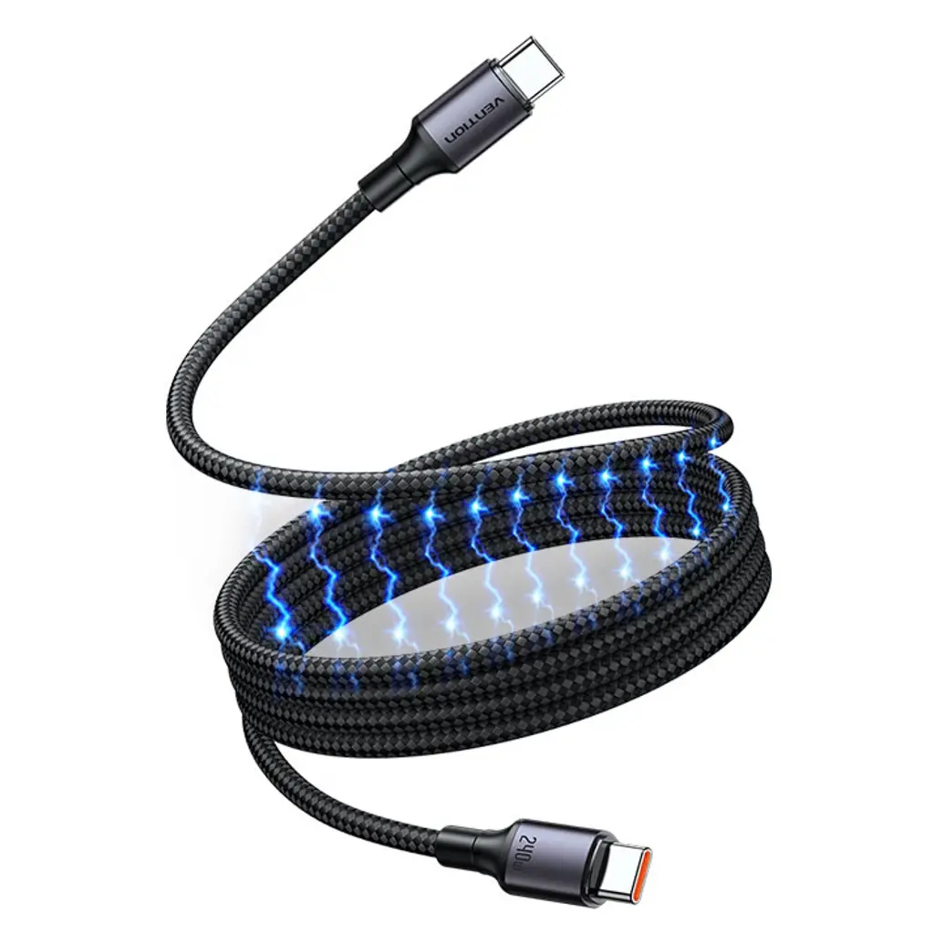 Кабель Vention TSAJF магнітний USB-C - USB-C PD 3.1 240 Вт 1 м титаново-золотий (TSAJF)