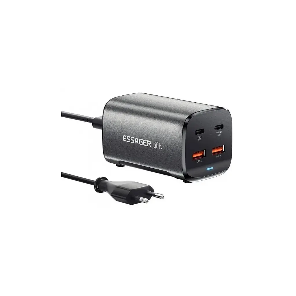Зарядний пристрій Essager 2xUSB-C + 2xUSB 67 Вт GaN (ECT2AC-JYB0G-Z)