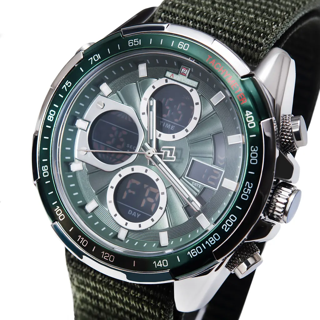 Наручний годинник чоловічий NaviForce Fly Army Hook Green 2 ремінці Сріблястий (3594) - фото 2