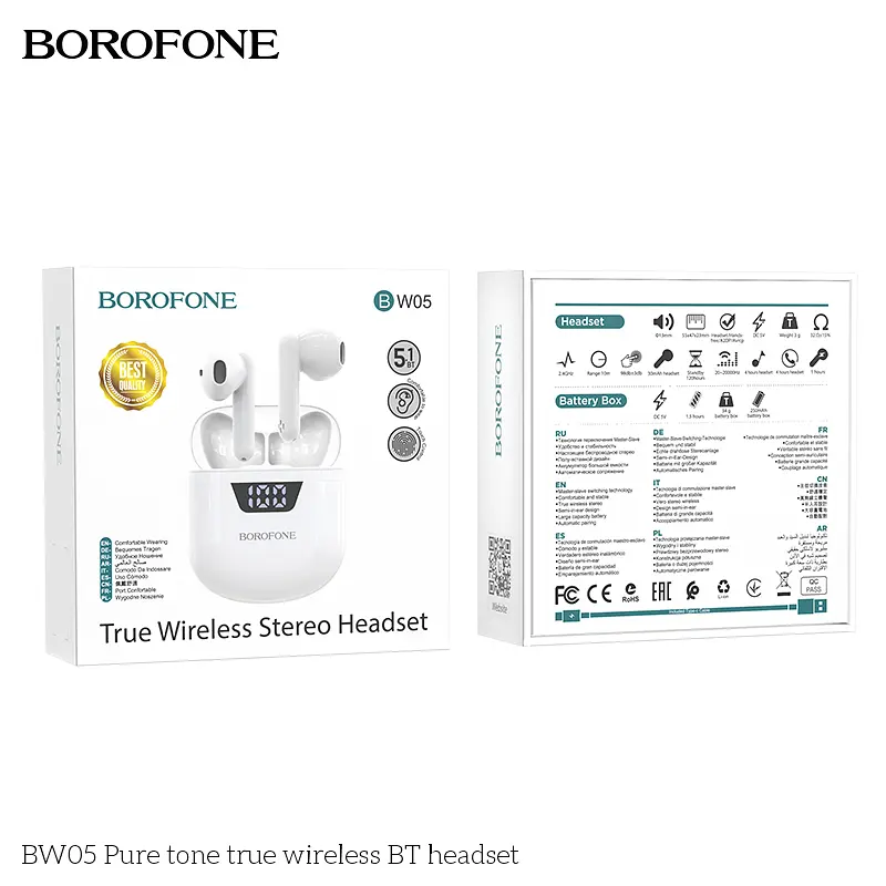 Навушники Borofone BW05 Pure tone true wireless BT headset White - фото 3