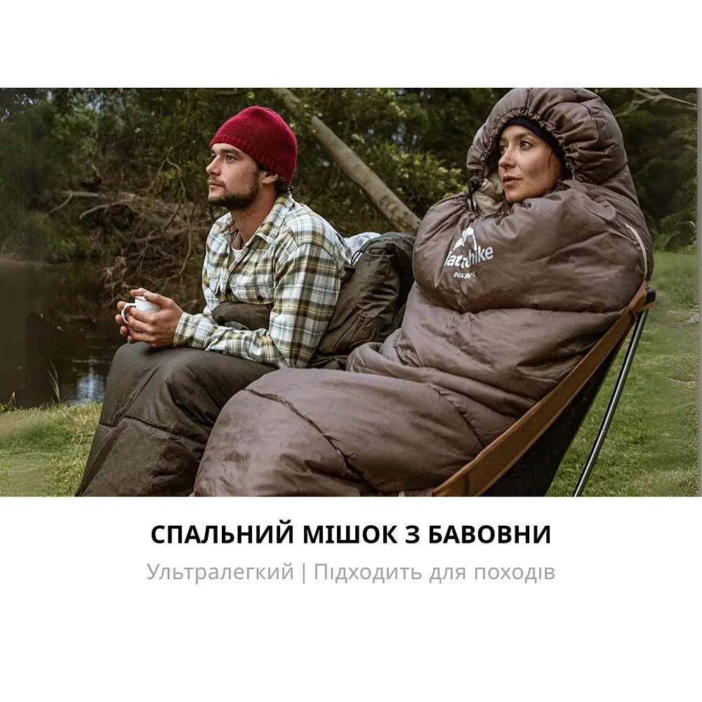 Спальник з капюшоном Naturehike U150 NH20MSD07, (11°C), лівий, коричневий - фото 5