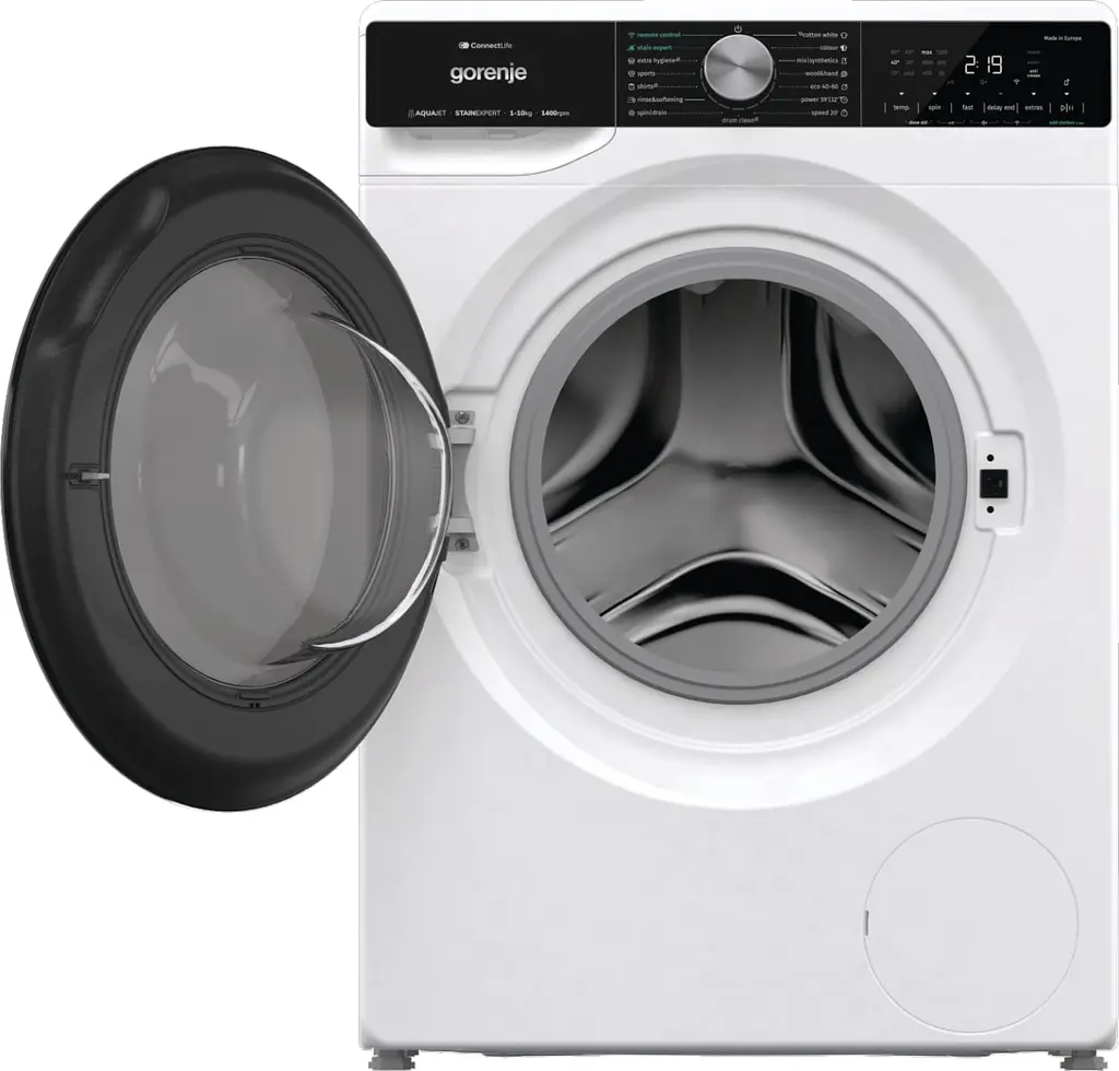 Пральна машина Gorenje фронтальна 10 кг 1400 A+++ 60 см дисплей інвертор пара Wi-Fi підсвітка барабану білий - фото 4