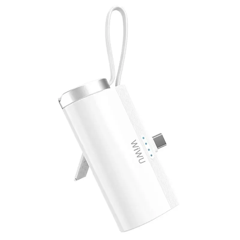 Портативний ЗП Power Bank WIWU W026 2 in 1 Type-C з БЗП For Apple Watch 15W 5000 mAh White - фото 2