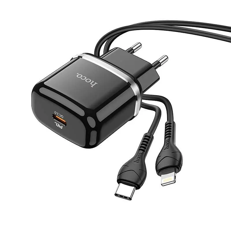 Адаптер HOCO Type-C для Lightning Cable Victorious 1-й port charger set N24 |1Type-C, 20W/3A, PD/QC| - фото 4