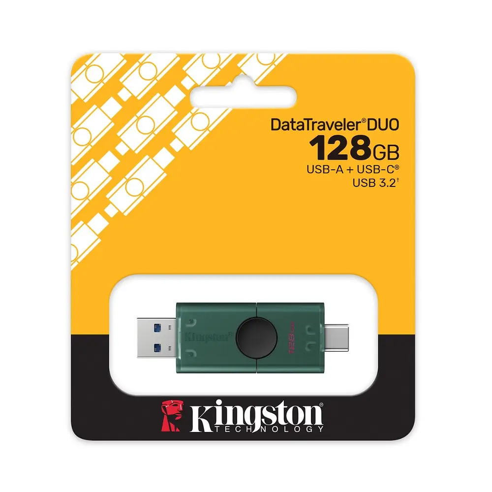 Флеш-накопичувач Kingston 128GB DataTraveler DuoG2 USB-A + USB-C 3.2 Gen1 чорний/зелений - фото 2