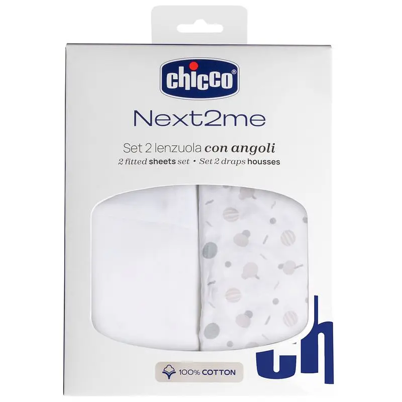 Простынь на резинке Chicco Next2Me Cotton 50х83 см 2 шт. (01127.21) - фото 3