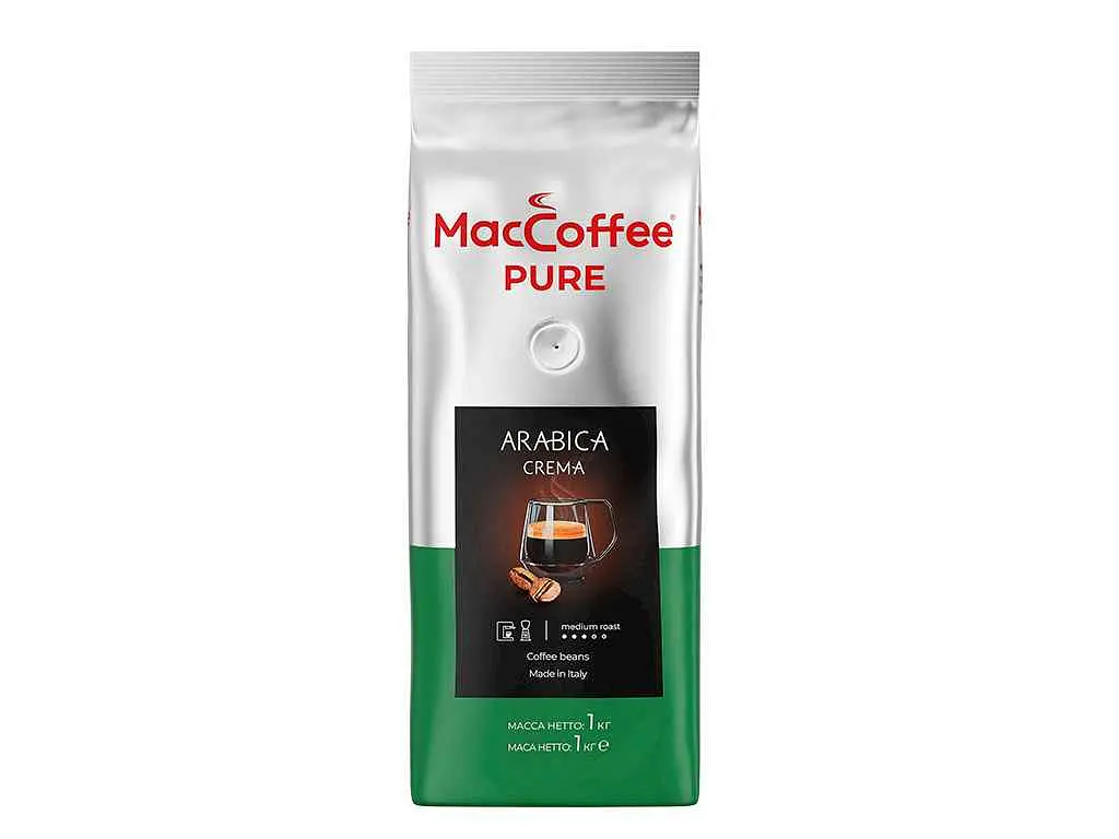 Кава в зернах MACCOFFEE 1кг Арабіка Крема
