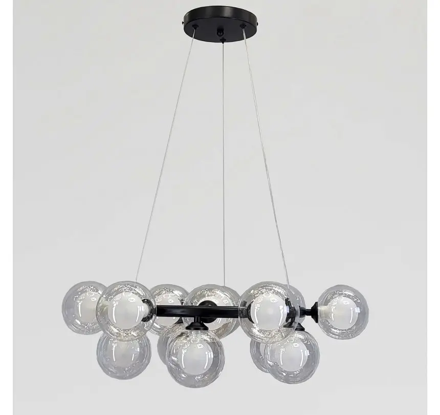 Підвісна люстра Artlight 1102/15BK з 15 скляними плафонами G9, чорна, від 13-20 м² - фото 3