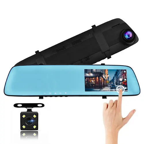 Дзеркало для машини L1022 L9003 Touch screen 4.3" 1080P Full 2 камери - фото 2