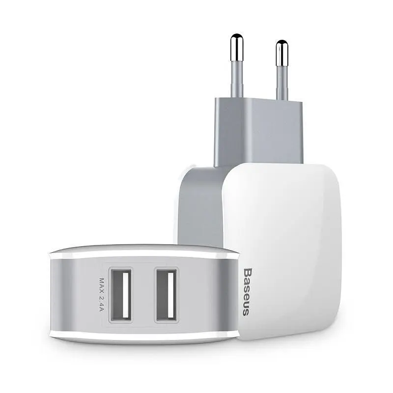 Мережевий зарядний пристрій Baseus Letour 2USB 2.4A ZCL2B-B02 White-Grey - фото 4