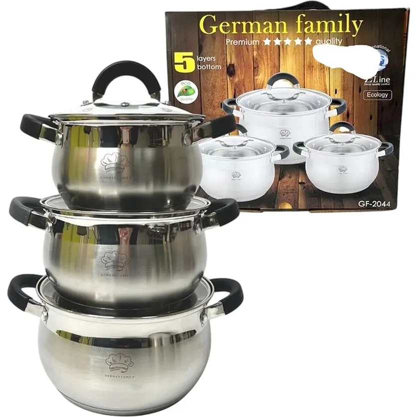 Набір каструль із нержавіючої сталі XPRO GF-2044 з термостійкими кришками (40373-GF-2044_1294) - фото 4