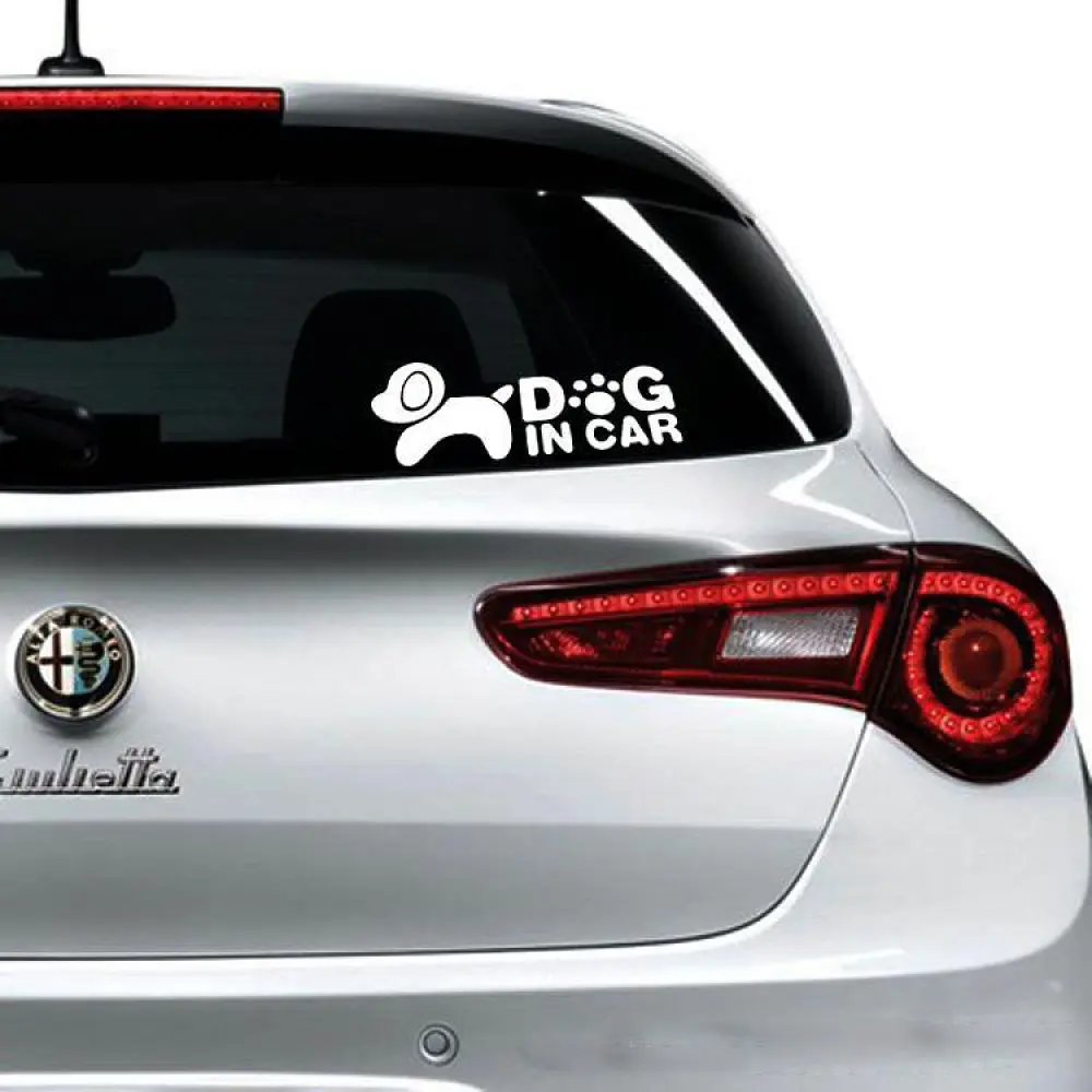 Наклейка в автомобілі Dog in car DS512248 19 х 7 см Білий - фото 2
