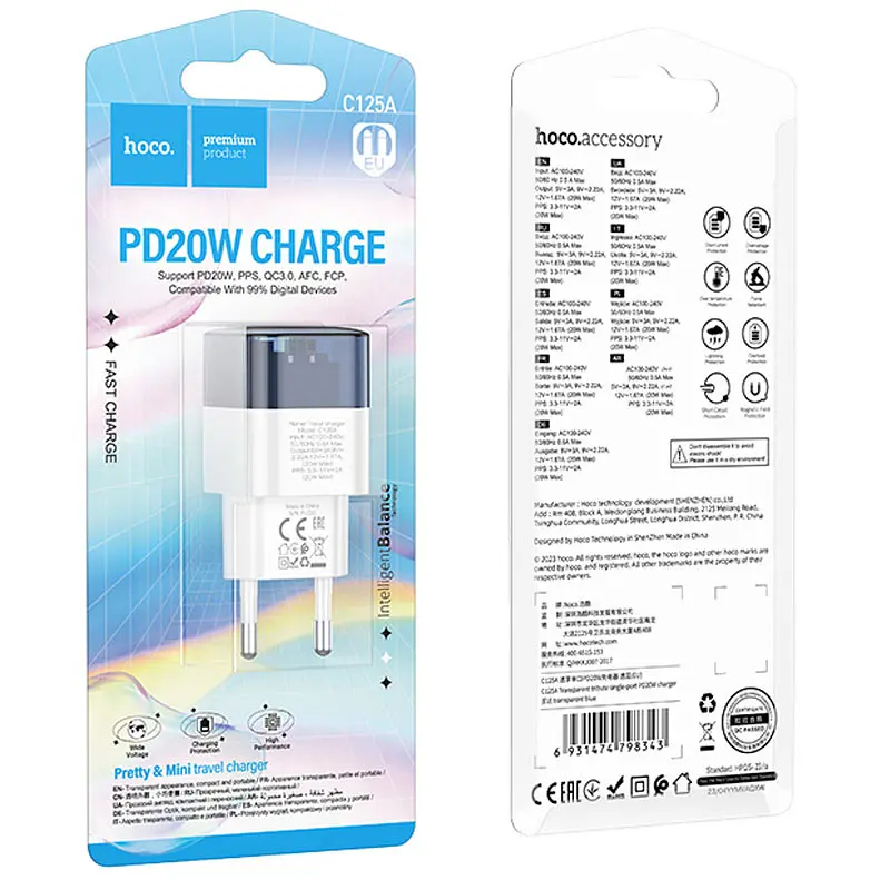 МЗП Hoco C125A Transparent PD20W (1USB-C) Transparent blue - фото 6