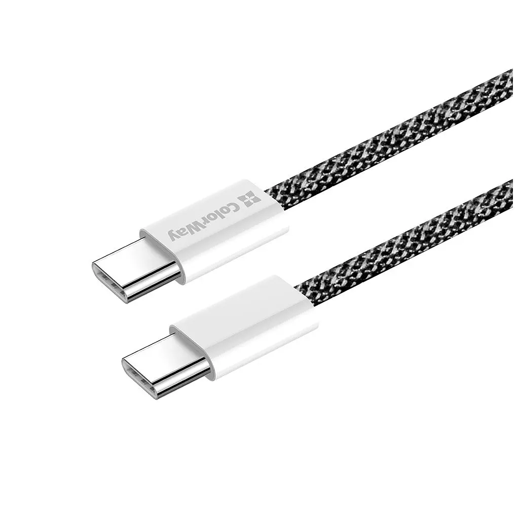 Дата кабель USB-C to USB-C 2.0m (braided cotton) (PD Fast Charging 60W) 3.0А black ColorWay (CW-CBPDCC068-BK) - фото 5