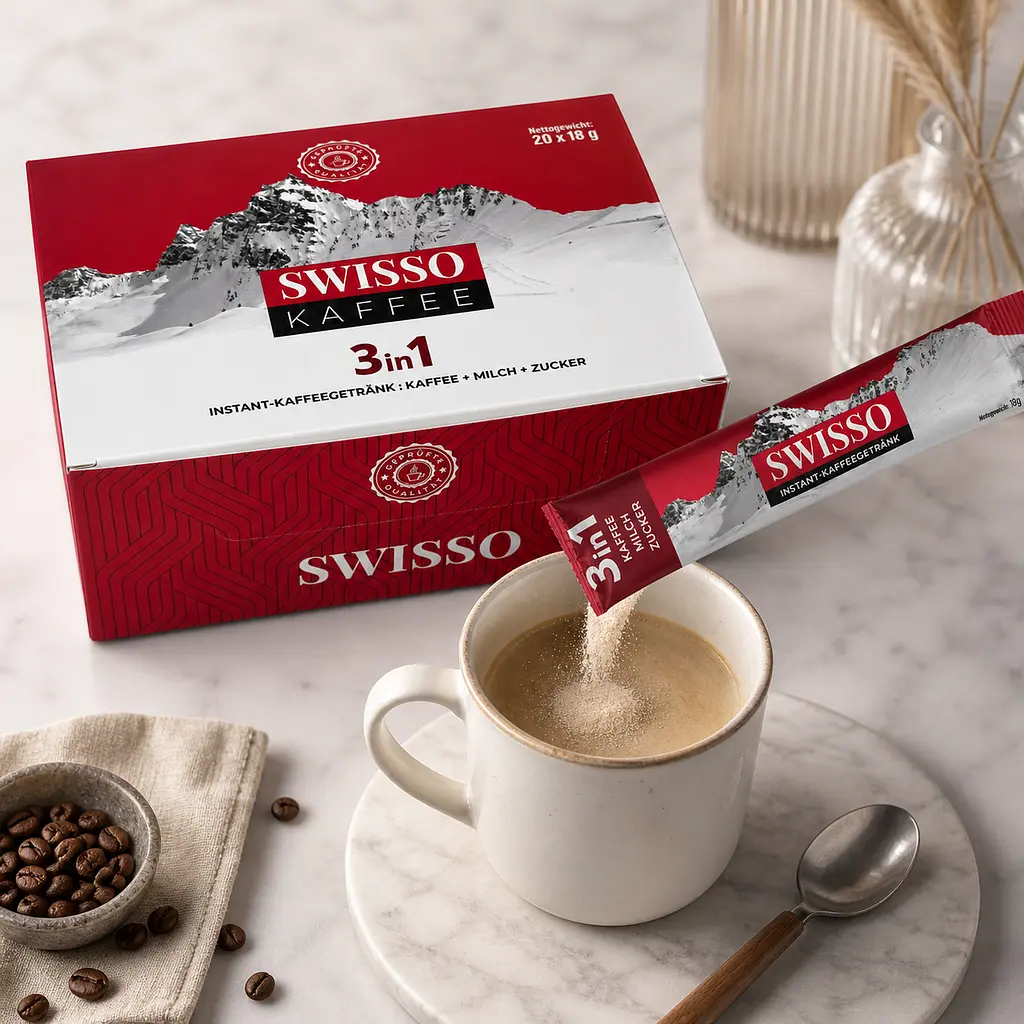 Кава розчинна Swisso Kaffee 3в1 кава молоко цукор у стіках 20 х 18 г - фото 4
