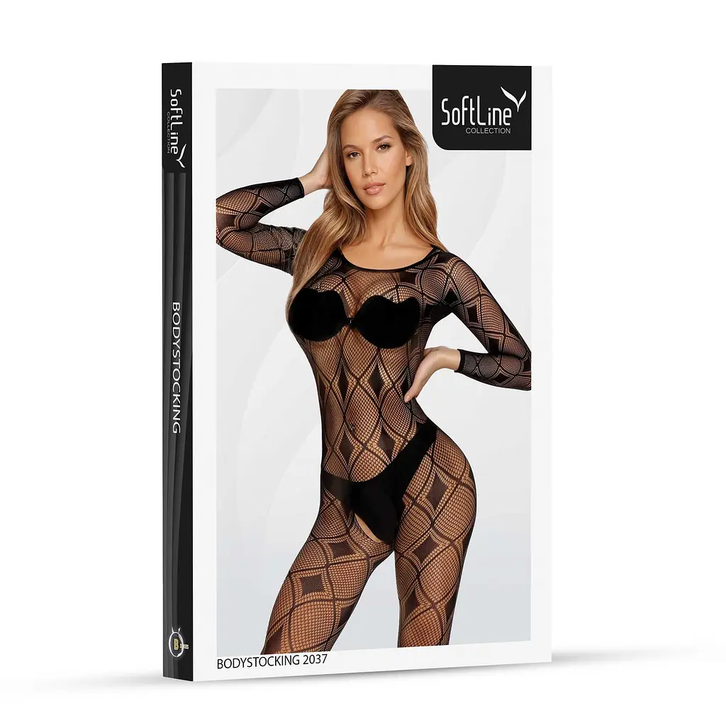 Бодістокінг SoftLine, сітчастий з візерунком, чорний SoftLine 89-203710 103543 - фото 5