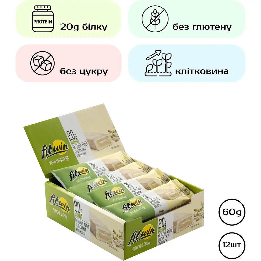 Батончик FitWin Pistachio Cream 12 шт. х 60 г - фото 2