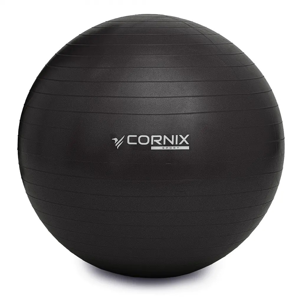 М'яч для фітнесу (фітбол) Cornix 55 см Anti-Burst XR-0014 Black - фото 5