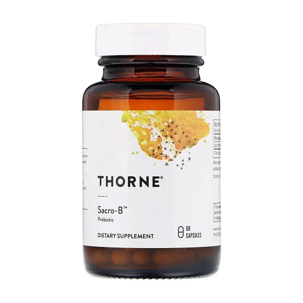 Пробіотики Thorne Research Сахароміцети буларді, Sacro-B, Probiotic, 60 капсул (THR-75703)