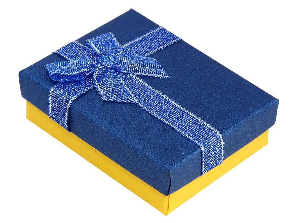 Коробка подарункова XUPING синьо-жовта з бантом Універсальна 7х9см, h = 2.5см (203206)