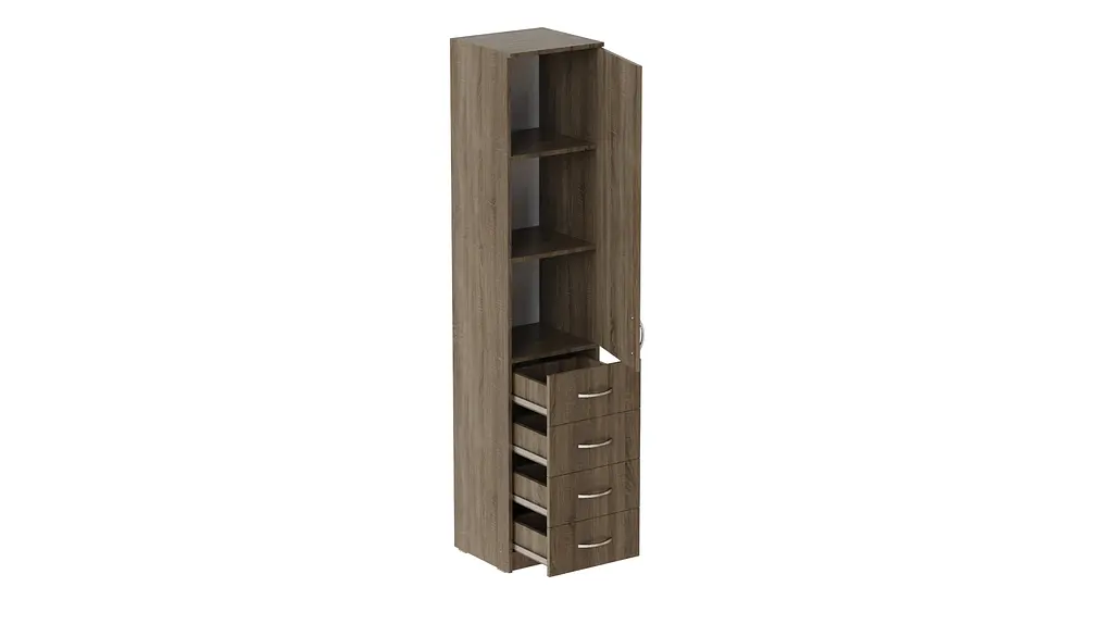 Пенал Анжело Ferrum-decor на 3 полки с дверью и 4 ящиками 1900x400x380 ДСП Дуб Сонома Трюфель 16 мм (FRD-104934) - фото 3