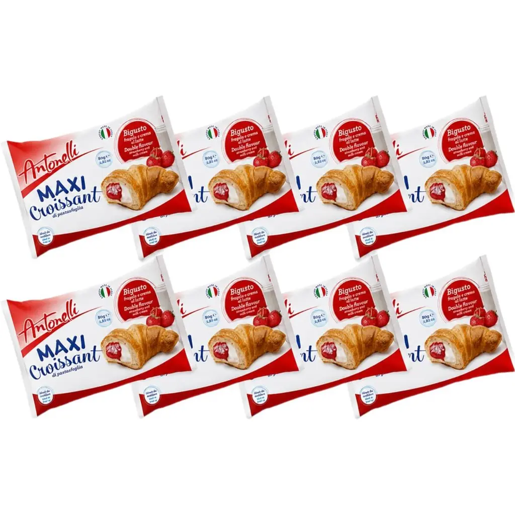 Круасани Antonelli Maxi Strawberry & Milk з полунично-молочною начинкою 8 шт.