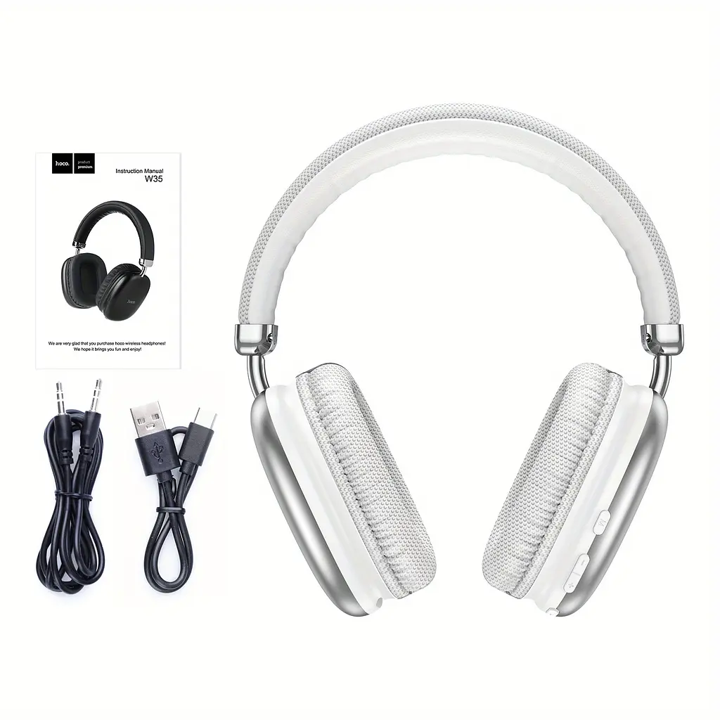 Наушники Hoco W35 Air Triumph BT headphones |BT5.3, AUX/TF, 45h| silver - фото 3